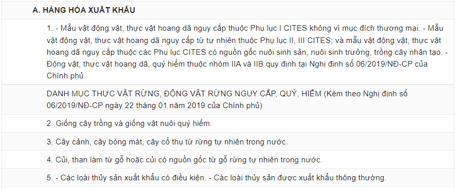 Hàng hóa cần xin giấy phép xuất khẩu thuộc quản lý của Bộ Nông nghiệp và phát triển nông thôn
